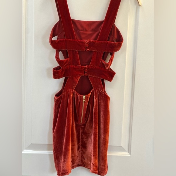 For Loves and Lemons Red Velvet Cutout Mini dress - Picture 2 of 8